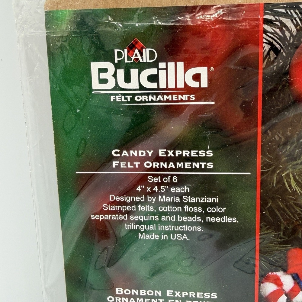 Bucilla CANDY EXPRESS TRAIN Felt Christmas Ornaments Kit RARE Set of 6 NEW - Picture 2 of 6